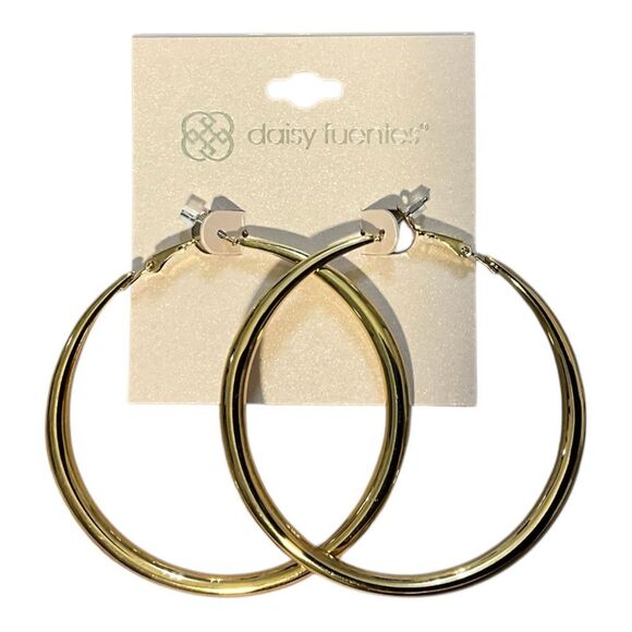 Daisy Fuentes Gold Hoop Earrings NWOT - Picture 1 of 1